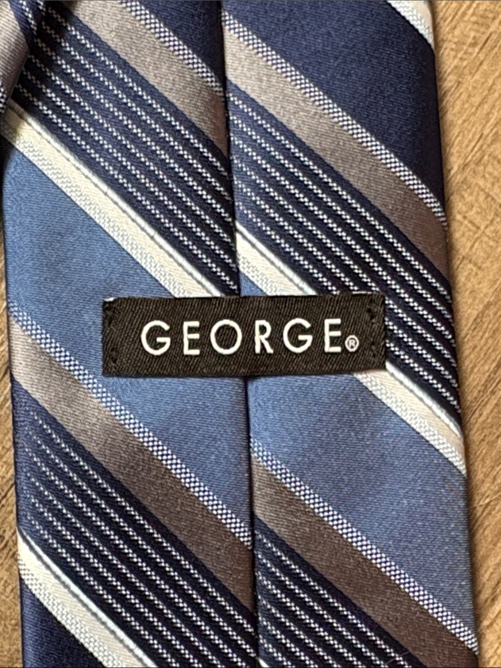 George Navy, Light Blue, Gray Striped Tie No-tie, zipper adjustable tie - Picture 2 of 6